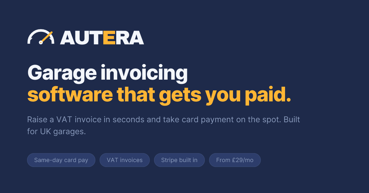 Garage Invoicing Software for UK Garages | Autera